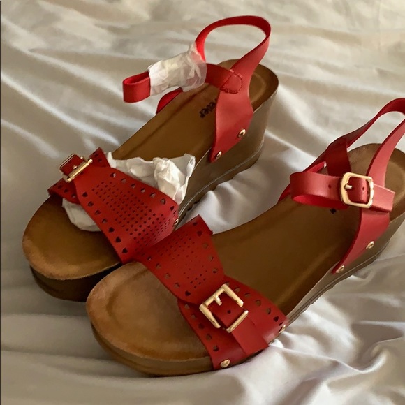 cute red wedge sandals
